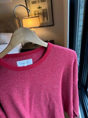 The Great Red Waffle Knit Sweatshirt - oversized - size 1 (S/M)